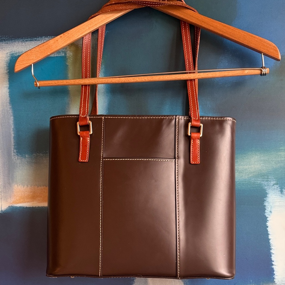 Dooney & Bourke Brown Leather Tote with Tan Straps - Picture 6 of 16